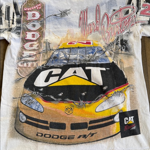 Y2K 2001 Ward Burton 22 NASCAR AOP Dodge City Cat Racing Shirt Medium - Picture 2 of 7